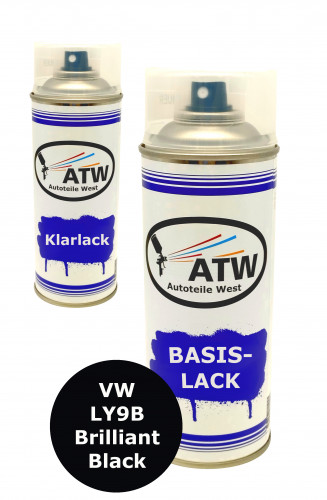 Autolack für VW LY9B Brilliant Black+400ml Klarlack Set